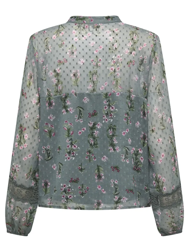 Only Blusen*ONLTESSA ELIZA LS TOP WVN Balsam Green