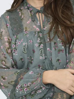 Only Blusen*ONLTESSA ELIZA LS TOP WVN Balsam Green