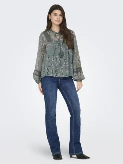 Only Blusen*ONLTESSA ELIZA LS TOP WVN Balsam Green