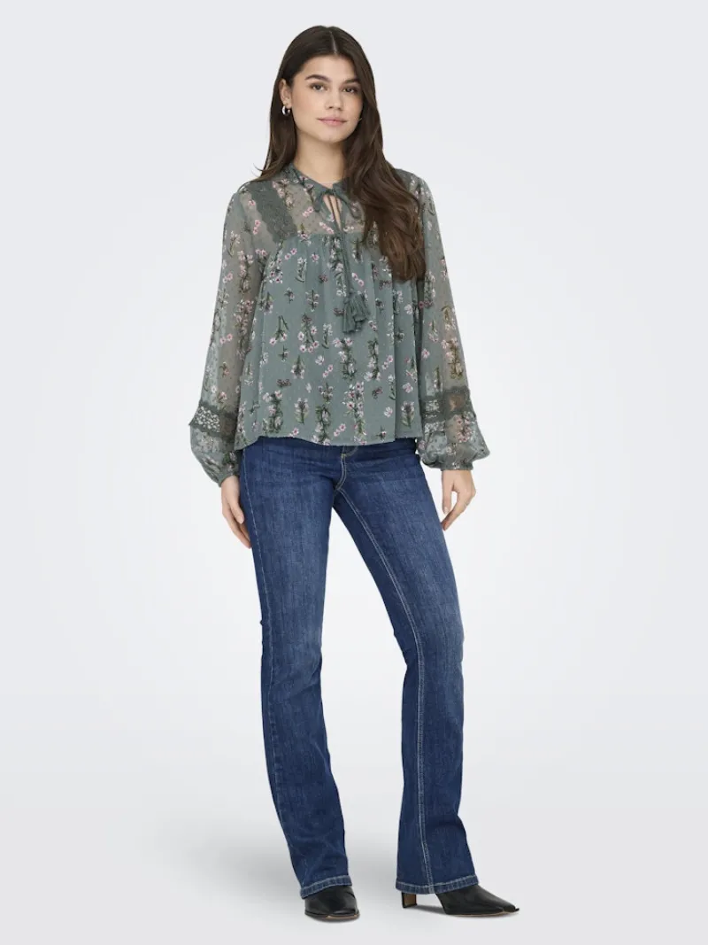 Only Blusen*ONLTESSA ELIZA LS TOP WVN Balsam Green
