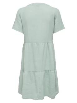 Only Kleider*ONLTHYRA LIFE SS V-NECK DRESS WVN CS Harbor Gray