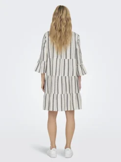 Only Kleider*ONLTHYRA PEPLON DRESS AOP WVN Cloud Dancer