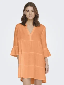 Only Kleider*ONLTHYRA PEPLON DRESS NOOS WVN Orange Chiffon