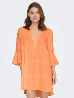 Only Kleider*ONLTHYRA PEPLON DRESS NOOS WVN Orange Chiffon