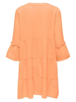 Only Kleider*ONLTHYRA PEPLON DRESS NOOS WVN Orange Chiffon