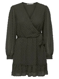 Only Kleider*ONLTIVA L/S DOBBY WRAP DRESS NOOS WVN Rosin