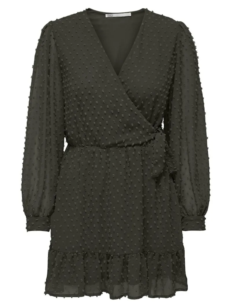 Only Kleider*ONLTIVA L/S DOBBY WRAP DRESS NOOS WVN Rosin