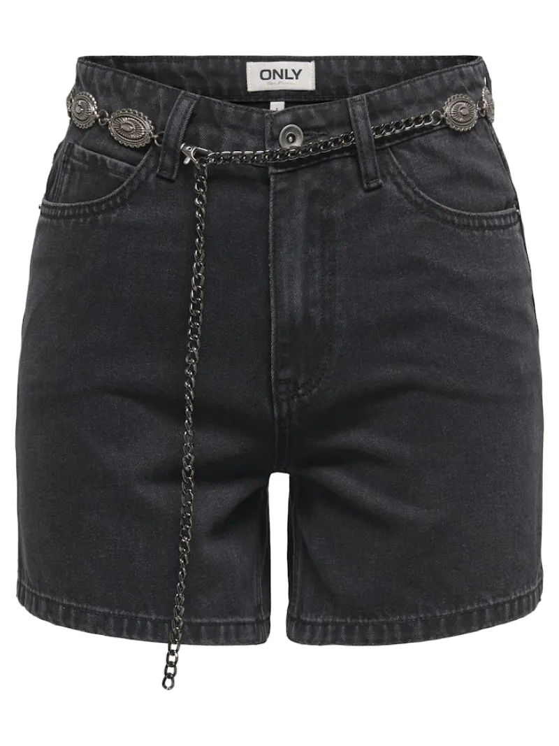 Only Shorts*ONLVEGA HW WESTERN BELT DNM SHORTS BJ Washed Black