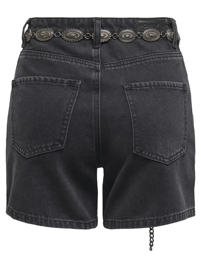 Only Shorts*ONLVEGA HW WESTERN BELT DNM SHORTS BJ Washed Black