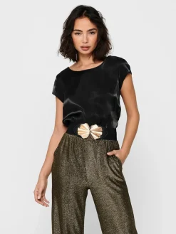 Only Blusen*ONLVIC SS SHIMMER TOP NOOS WVN Black