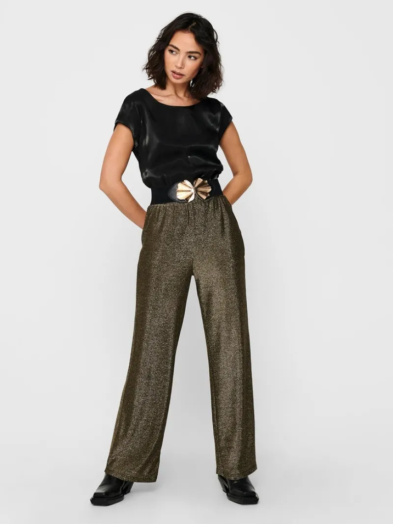 Only Blusen*ONLVIC SS SHIMMER TOP NOOS WVN Black