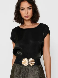 Only Blusen*ONLVIC SS SHIMMER TOP NOOS WVN Black