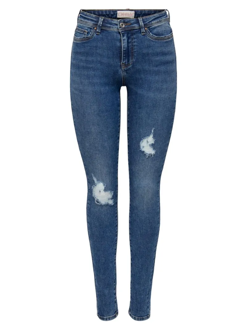 Only Jeans*ONLWAUW MID SK DESTROY DNM BJ209 Dark Blue Denim