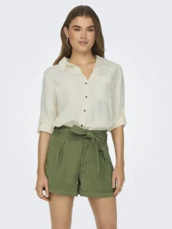 Only Blusen*ASMIN-CARO L/S LINEN SHIRT PNT NOOS Cloud Dancer