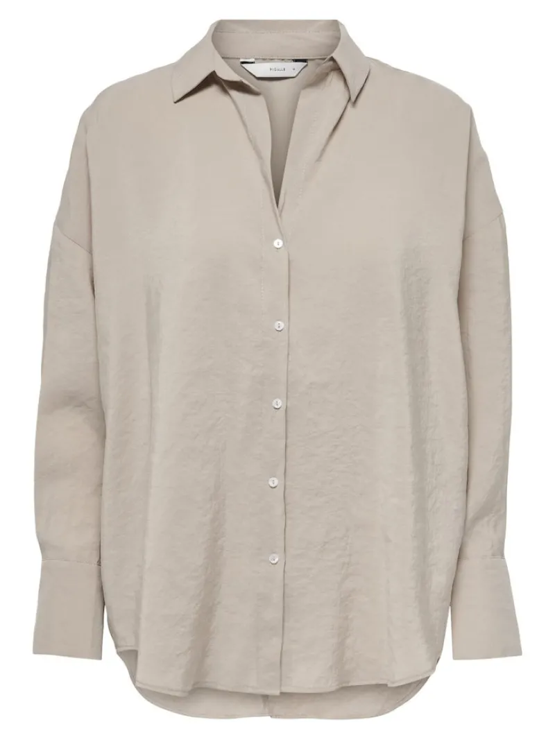 Only Blusen*ONLZAZIMA L/S LOOSE SHIRT WVN NOOS Silver Mink