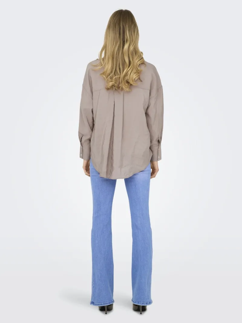 Only Blusen*ONLZAZIMA L/S LOOSE SHIRT WVN NOOS Silver Mink