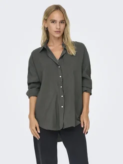 Only Blusen*ONLZAZIMA L/S LOOSE SHIRT WVN NOOS Phantom