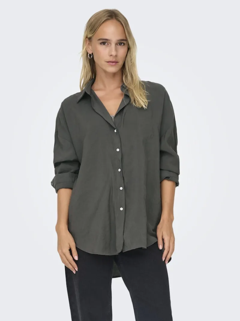 Only Blusen*ONLZAZIMA L/S LOOSE SHIRT WVN NOOS Phantom