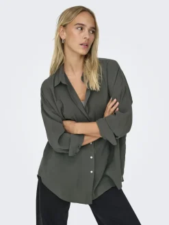 Only Blusen*ONLZAZIMA L/S LOOSE SHIRT WVN NOOS Phantom