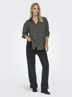 Only Blusen*ONLZAZIMA L/S LOOSE SHIRT WVN NOOS Phantom