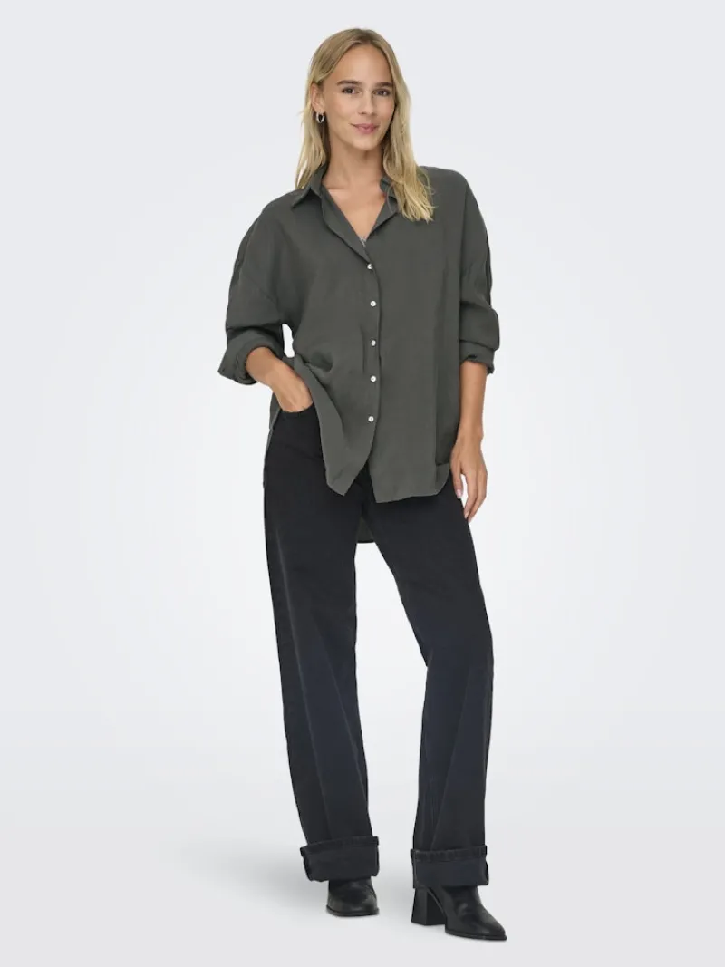 Only Blusen*ONLZAZIMA L/S LOOSE SHIRT WVN NOOS Phantom