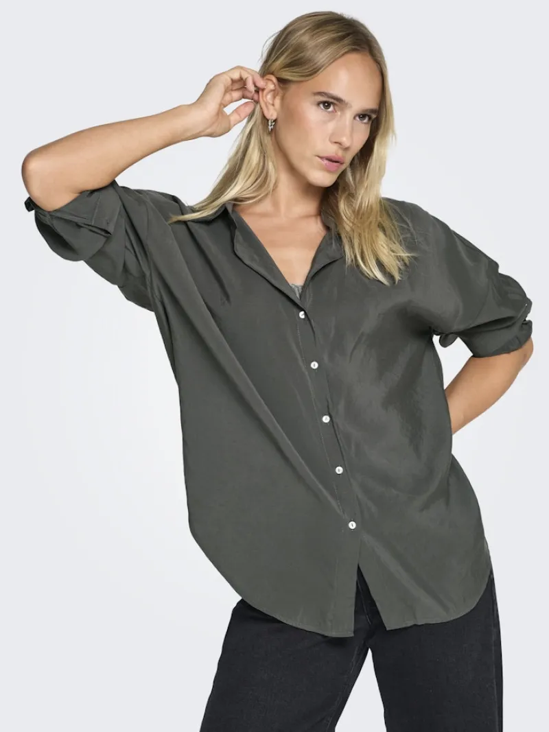 Only Blusen*ONLZAZIMA L/S LOOSE SHIRT WVN NOOS Phantom