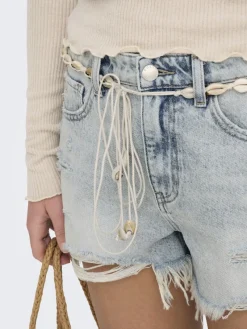 Only Shorts*ONLZUMA HW SHELL BELT DNM SHORTS BJ Light Blue Denim