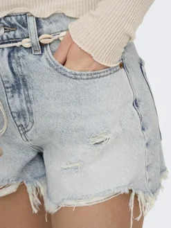 Only Shorts*ONLZUMA HW SHELL BELT DNM SHORTS BJ Light Blue Denim