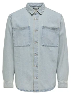 Only & Sons Hemden*ONSALP BOX TAI DNM JACKET Light Blue Denim