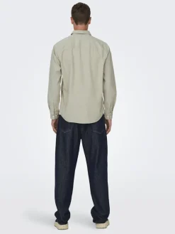 Only & Sons Hemden*ONSALP 2PKT WASHD CORD LS SHIRT OTL Silver Lining