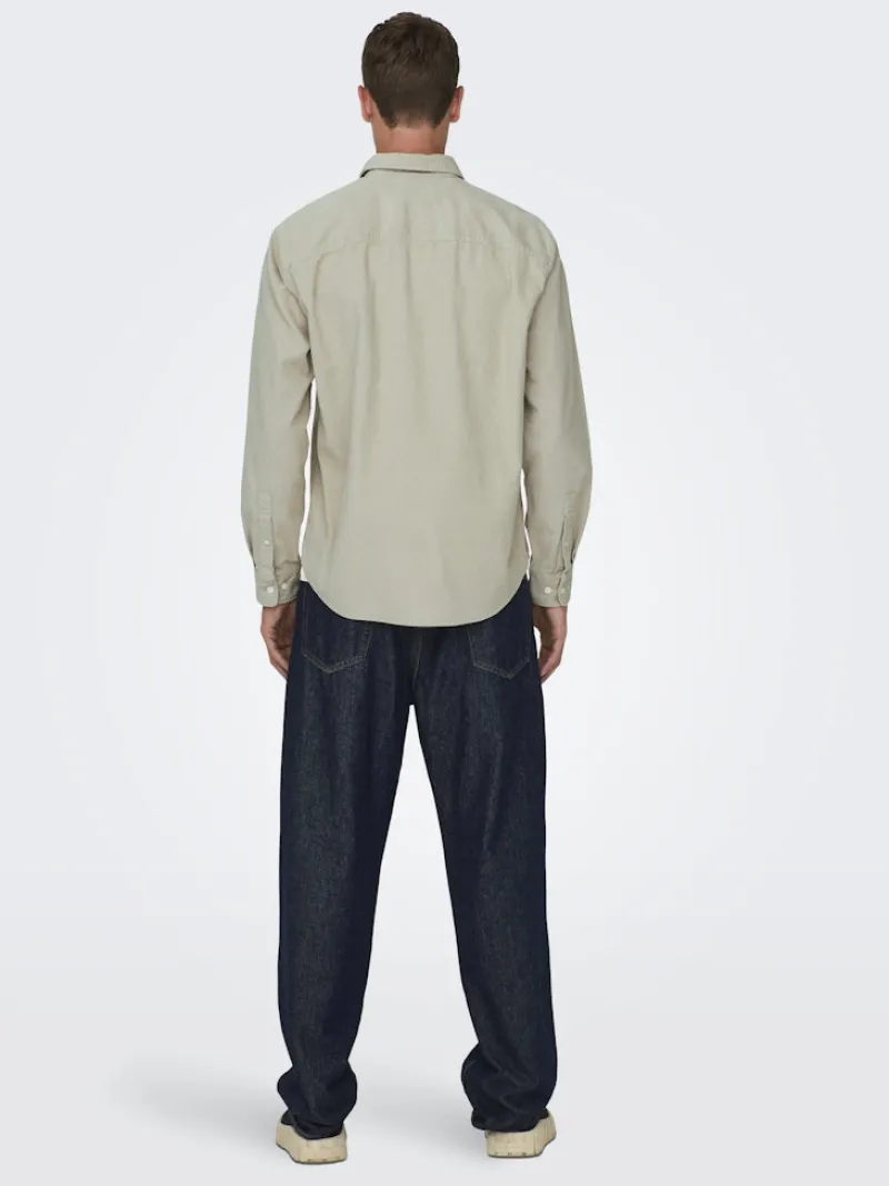 Only & Sons Hemden*ONSALP 2PKT WASHD CORD LS SHIRT OTL Silver Lining