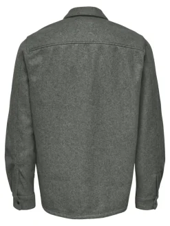 Only & Sons Hemden*ONSASH OVR WOOLEN LOOK PKT LS SHIRT NOOS Castor Gray