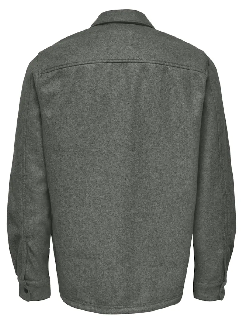 Only & Sons Hemden*ONSASH OVR WOOLEN LOOK PKT LS SHIRT NOOS Castor Gray