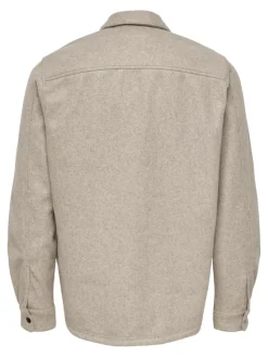 Only & Sons Hemden*ONSASH OVR WOOLEN LOOK PKT LS SHIRT NOOS chinchilla