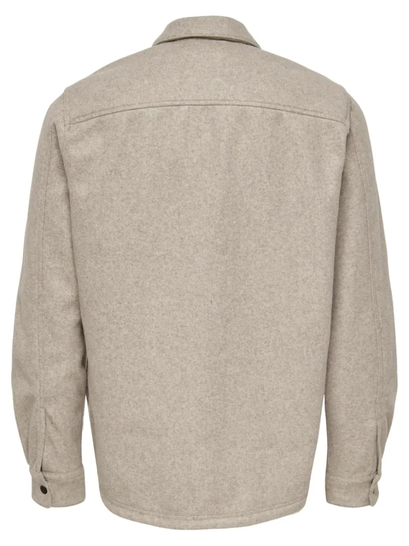 Only & Sons Hemden*ONSASH OVR WOOLEN LOOK PKT LS SHIRT NOOS chinchilla