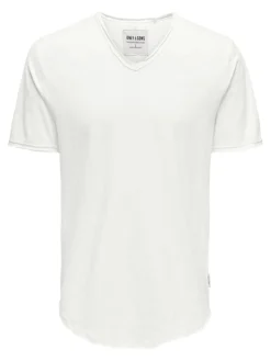 Only & Sons Shirts*ONSBENNE LONGY V-NECK SS TEE NOOS Bright White