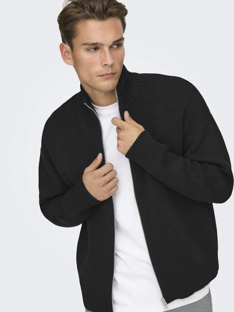 Only & Sons Pullover & Sweatshirts*ONSBLAKE DS HIGH NECK CARDIGAN KNIT NOOS Black