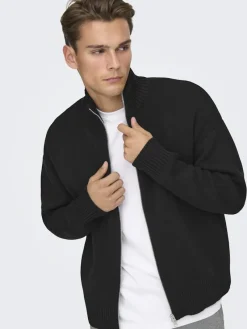 Only & Sons Pullover & Sweatshirts*ONSBLAKE DS HIGH NECK CARDIGAN KNIT NOOS Black