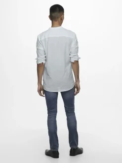 Only & Sons Hemden*ONSCAIDEN LIFE LS LINEN BLEND MAO NOOS Cashmere Blue