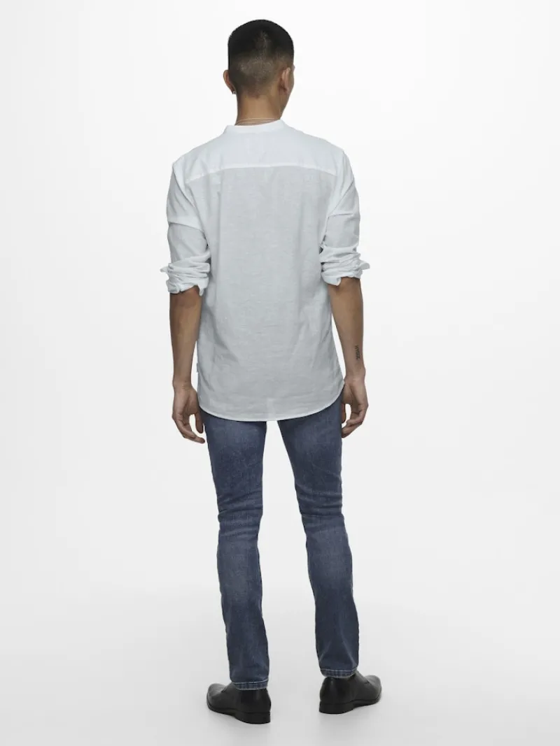 Only & Sons Hemden*ONSCAIDEN LIFE LS LINEN BLEND MAO NOOS Cashmere Blue