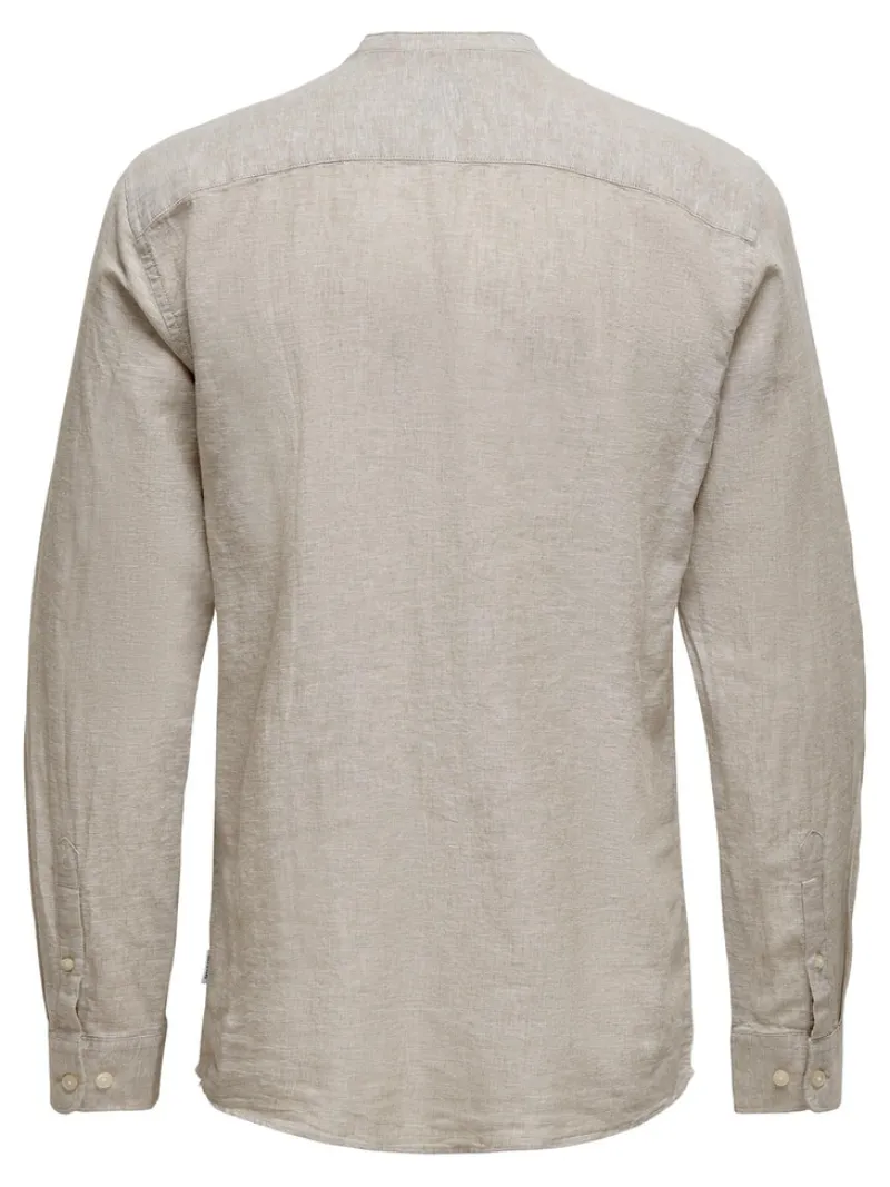 Only & Sons Hemden*ONSCAIDEN LIFE LS LINEN BLEND MAO NOOS chinchilla