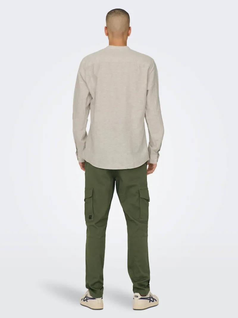 Only & Sons Hemden*ONSCAIDEN LIFE LS LINEN BLEND MAO NOOS chinchilla