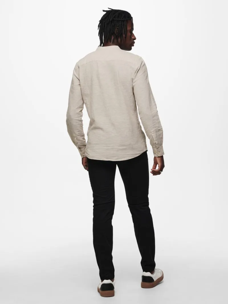 Only & Sons Hemden*ONSCAIDEN LIFE LS LINEN BLEND MAO NOOS chinchilla