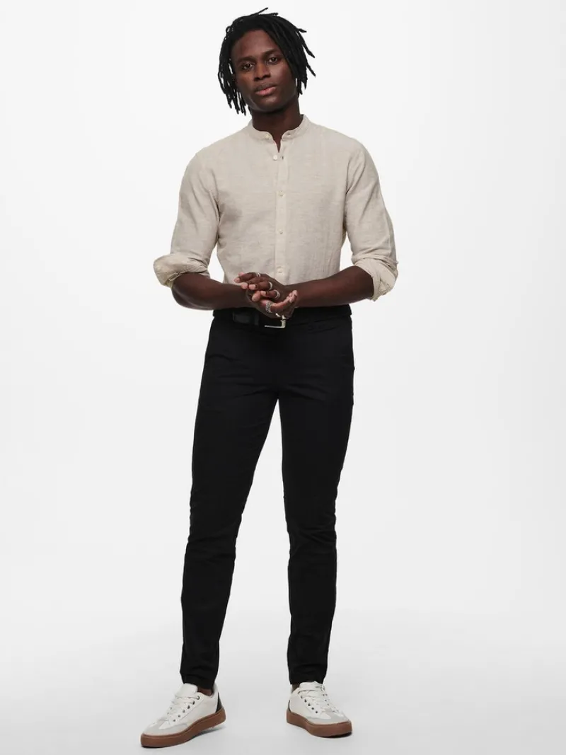 Only & Sons Hemden*ONSCAIDEN LIFE LS LINEN BLEND MAO NOOS chinchilla