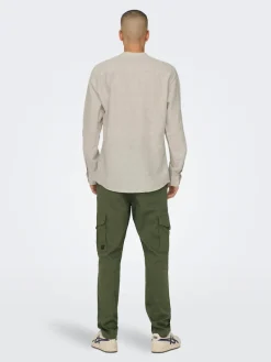 Only & Sons Hemden*ONSCAIDEN LIFE LS LINEN BLEND MAO NOOS chinchilla