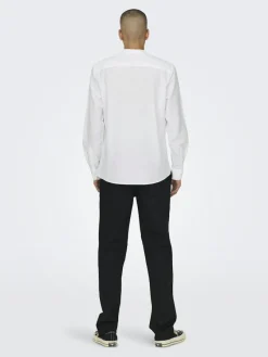 Only & Sons Hemden*ONSCAIDEN LIFE LS LINEN BLEND MAO NOOS white