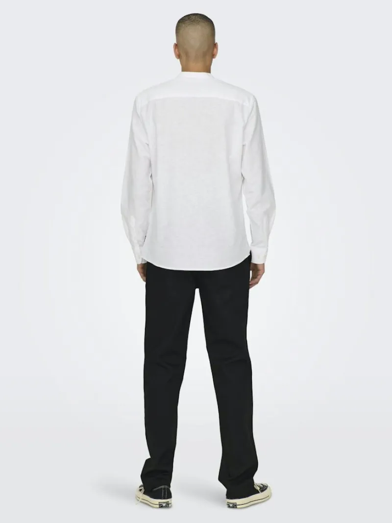 Only & Sons Hemden*ONSCAIDEN LIFE LS LINEN BLEND MAO NOOS white