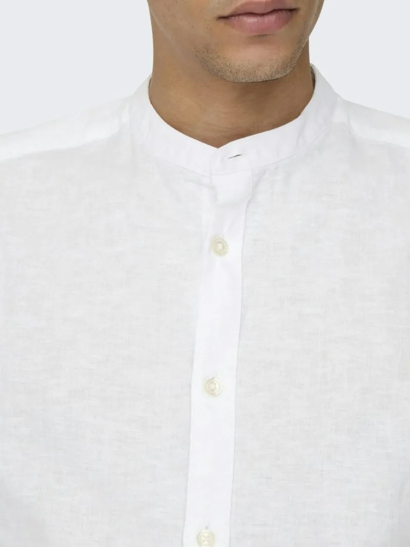 Only & Sons Hemden*ONSCAIDEN LIFE LS LINEN BLEND MAO NOOS white
