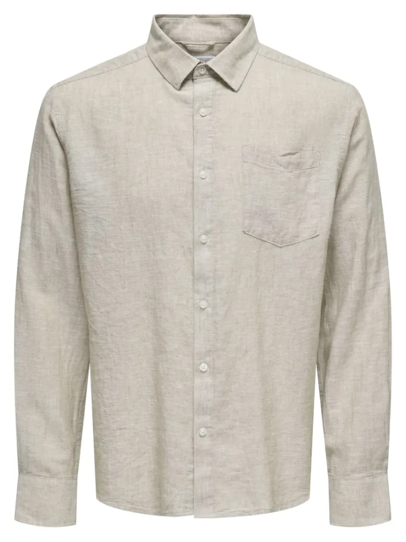 Only & Sons Hemden*ONSCAIDEN LIFE RGLS 1PKT LINENBLEND NOOS chinchilla
