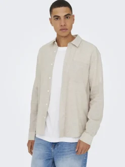 Only & Sons Hemden*ONSCAIDEN LIFE RGLS 1PKT LINENBLEND NOOS chinchilla